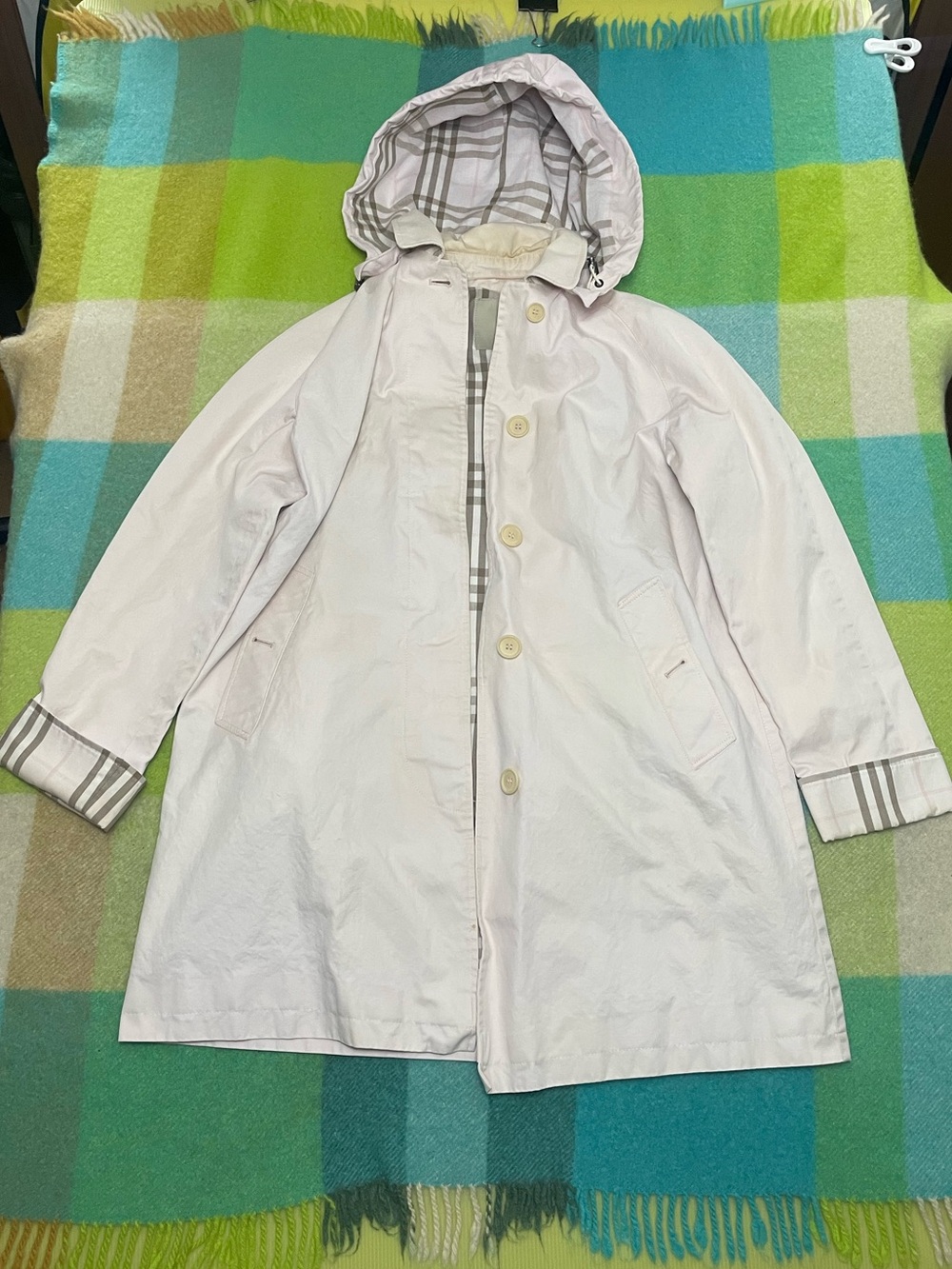 Burberry London Hooded Button Up Jacket Stained Heavily Womens